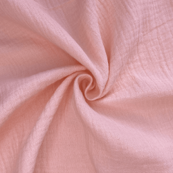 Ткань Муслин Жатый, цвет Нежно-Розовый (на отрез)  в Чите