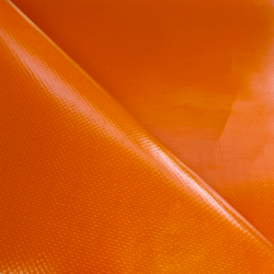Тентовый материал ПВХ 450 гр/м2, Оранжевый (Ширина 160см), на отрез  в Чите, 450 г/м2, 699 руб